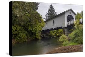 Hoffman Covered Bridge over Crabtree Creek in Linn County, Oregon, USA-Chuck Haney-Stretched Canvas