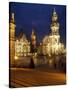 Hofkirche and Palace at Theaterplatz, Dresden, Saxony, Germany, Europe-Hans Peter Merten-Stretched Canvas