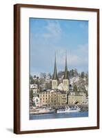 Hofkirche Church on Lake Lucerne, Lucerne, Switzerland, Europe-Christian Kober-Framed Photographic Print