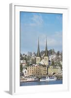 Hofkirche Church on Lake Lucerne, Lucerne, Switzerland, Europe-Christian Kober-Framed Photographic Print