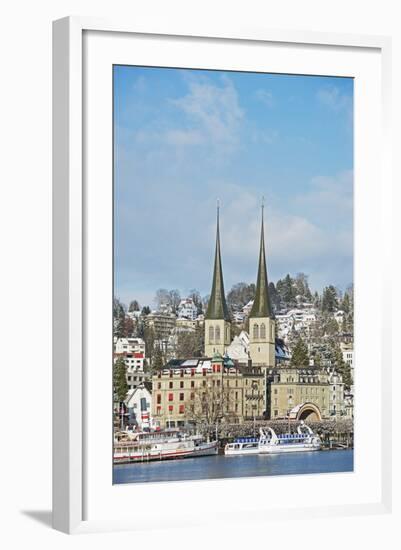 Hofkirche Church on Lake Lucerne, Lucerne, Switzerland, Europe-Christian Kober-Framed Photographic Print