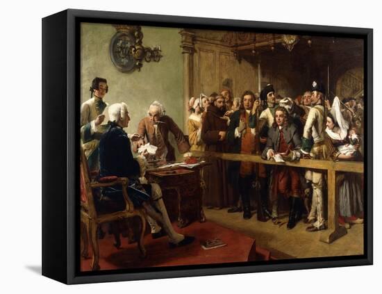 Hogarth Brought Before the Governor of Calais as a Spy-William Powell Frith-Framed Stretched Canvas