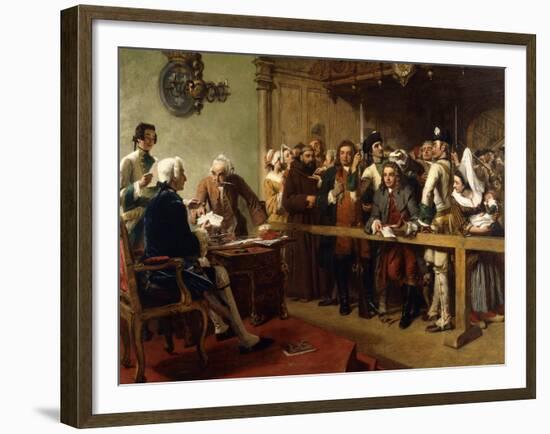 Hogarth Brought Before the Governor of Calais as a Spy-William Powell Frith-Framed Giclee Print