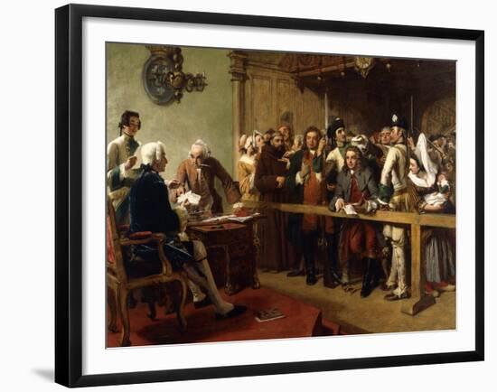 Hogarth Brought Before the Governor of Calais as a Spy-William Powell Frith-Framed Giclee Print