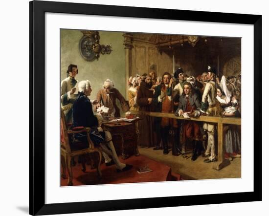 Hogarth Brought Before the Governor of Calais as a Spy-William Powell Frith-Framed Giclee Print