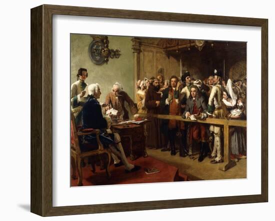 Hogarth Brought Before the Governor of Calais as a Spy-William Powell Frith-Framed Giclee Print