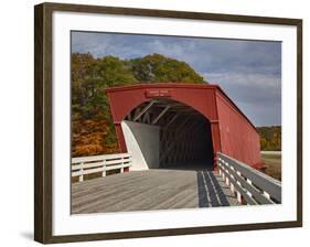 Hogback Covered Bridge Spans North River, Built in 1884, Madison County, Iowa, Usa-Jamie & Judy Wild-Framed Photographic Print