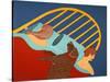 Hogging The Bed Choc-Stephen Huneck-Stretched Canvas