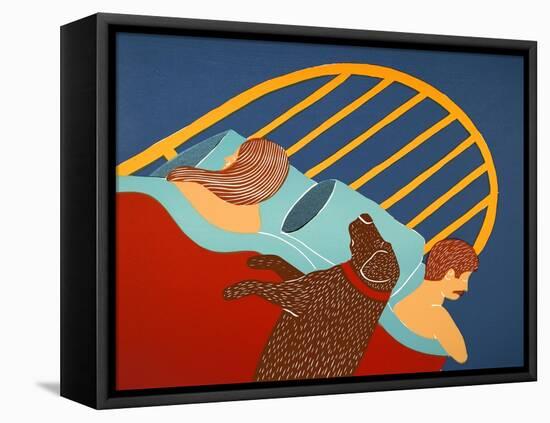 Hogging The Bed Choc-Stephen Huneck-Framed Stretched Canvas