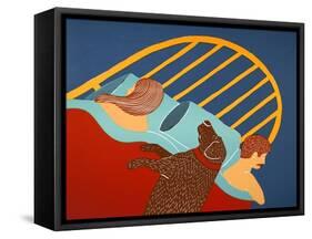 Hogging The Bed Choc-Stephen Huneck-Framed Stretched Canvas