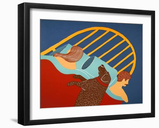 Hogging The Bed Choc-Stephen Huneck-Framed Giclee Print