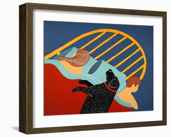 Hogging The Bed No Mustash-Stephen Huneck-Framed Giclee Print