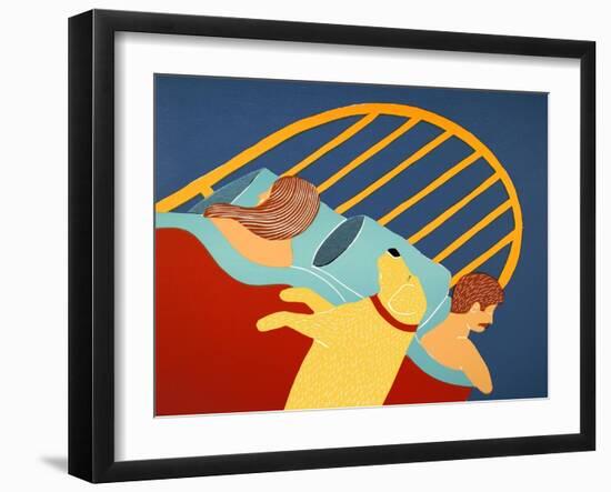 Hogging The Bed Yellow-Stephen Huneck-Framed Giclee Print