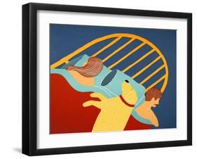 Hogging The Bed Yellow-Stephen Huneck-Framed Giclee Print