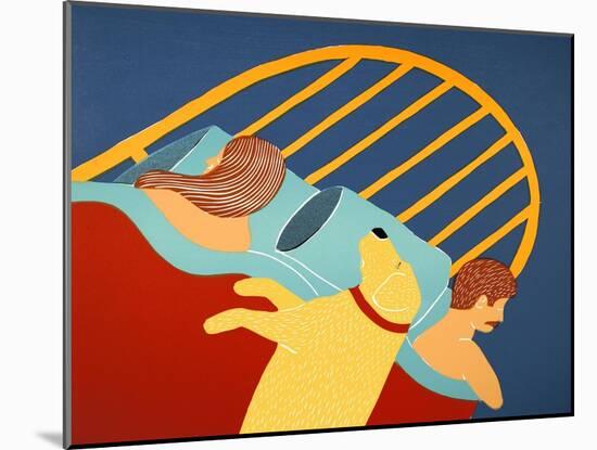 Hogging The Bed Yellow-Stephen Huneck-Mounted Giclee Print