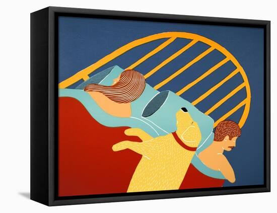 Hogging The Bed Yellow-Stephen Huneck-Framed Stretched Canvas