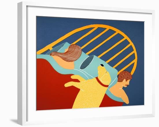 Hogging The Bed Yellow-Stephen Huneck-Framed Giclee Print