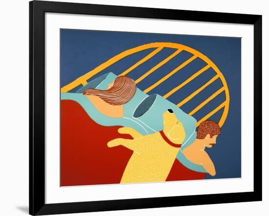 Hogging The Bed Yellow-Stephen Huneck-Framed Giclee Print