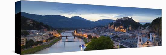 Hohensalzburg Fortress and Alt Stadt Illuminated at Dusk, Salzburg, Salzburger Land-Doug Pearson-Stretched Canvas