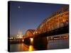 Hohenzollern Bridge over the River Rhine and Cathedral, Cologne, North Rhine Westphalia, Germany, E-Hans Peter Merten-Stretched Canvas