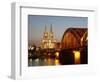 Hohenzollern Bridge over the River Rhine and Cathedral, UNESCO World Heritage Site, Cologne, North-Hans Peter Merten-Framed Photographic Print