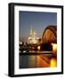 Hohenzollern Bridge over the River Rhine and Cathedral, UNESCO World Heritage Site, Cologne, North -Hans Peter Merten-Framed Photographic Print