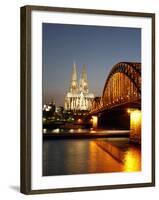 Hohenzollern Bridge over the River Rhine and Cathedral, UNESCO World Heritage Site, Cologne, North -Hans Peter Merten-Framed Photographic Print