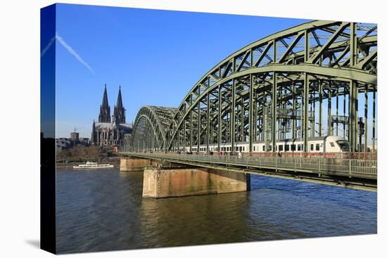 Hohenzollern Bridge with Cologne Cathedral, Cologne, North Rhine-Westphalia, Germany, Europe-Hans-Peter Merten-Stretched Canvas