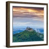 Hohenzollern Castle and Surrounding Countryside at Sunrise, Swabia, Baden Wuerttemberg-Doug Pearson-Framed Photographic Print