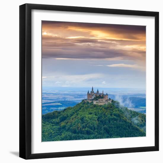 Hohenzollern Castle and Surrounding Countryside at Sunrise, Swabia, Baden Wuerttemberg-Doug Pearson-Framed Photographic Print