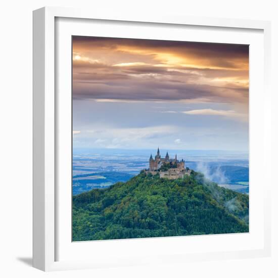 Hohenzollern Castle and Surrounding Countryside at Sunrise, Swabia, Baden Wuerttemberg-Doug Pearson-Framed Photographic Print