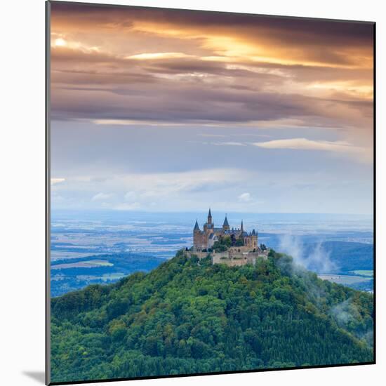 Hohenzollern Castle and Surrounding Countryside at Sunrise, Swabia, Baden Wuerttemberg-Doug Pearson-Mounted Photographic Print