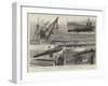 Hoisting a Hundred-And-Eleven Ton Gun on Board HMS Victoria, at Chatham-null-Framed Giclee Print
