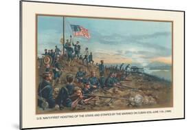 Hoisting of the Stars and Stripes on Cuban Soil, June 11, 1898-Werner-Mounted Art Print