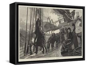 Hoisting Sail in the Atlantic-Alfred Edward Emslie-Framed Stretched Canvas