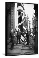 Hoisting the Union Jack, Houses of Parliament, Westminster, C1905-null-Framed Stretched Canvas