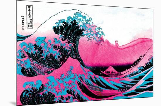 Hokusai - Pink Wave II-null-Mounted Art Print