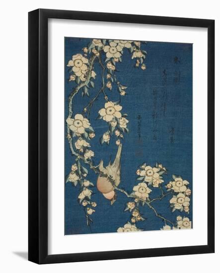 Hokusai's Blossoms on Indigo I-Katsushika Hokusai-Framed Art Print