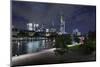 Holbeinsteg, Footbridge, Skyline Banking District, Frankfurt on the Main, Hessen, Germany-Axel Schmies-Mounted Photographic Print