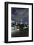 Holbeinsteg, Footbridge, Skyline Banking District, Frankfurt on the Main, Hessen, Germany-Axel Schmies-Framed Photographic Print