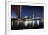 Holbeinsteg, Footbridge, Skyline Banking District, Frankfurt on the Main, Hessen, Germany-Axel Schmies-Framed Photographic Print