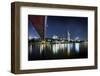 Holbeinsteg, Footbridge, Skyline Banking District, Frankfurt on the Main, Hessen, Germany-Axel Schmies-Framed Photographic Print