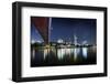 Holbeinsteg, Footbridge, Skyline Banking District, Frankfurt on the Main, Hessen, Germany-Axel Schmies-Framed Photographic Print