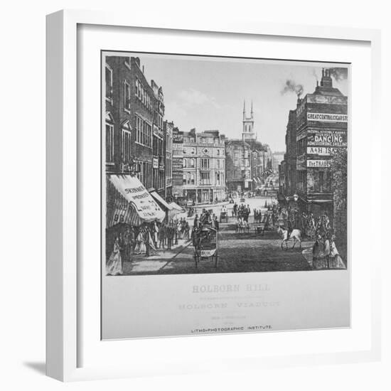 Holborn Hill and Skinner Street before Holborn Viaduct Was Built, City of London, 1864-null-Framed Giclee Print