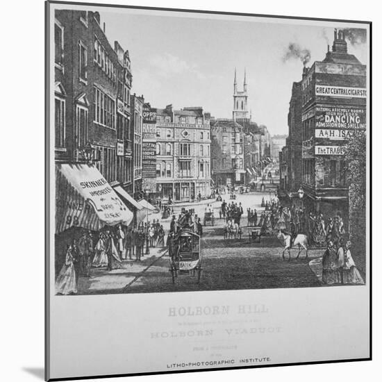 Holborn Hill and Skinner Street before Holborn Viaduct Was Built, City of London, 1864-null-Mounted Giclee Print