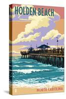 Holden Beach, North Carolina - Fishing Pier-Lantern Press-Stretched Canvas