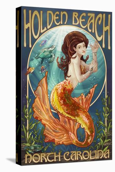 Holden Beach, North Carolina - Mermaid-Lantern Press-Stretched Canvas