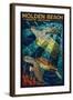 Holden Beach, North Carolina - Sea Turtle Paper Mosaic-Lantern Press-Framed Art Print