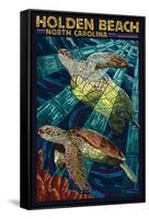 Holden Beach, North Carolina - Sea Turtle Paper Mosaic-Lantern Press-Framed Stretched Canvas