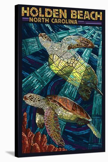 Holden Beach, North Carolina - Sea Turtle Paper Mosaic-Lantern Press-Stretched Canvas